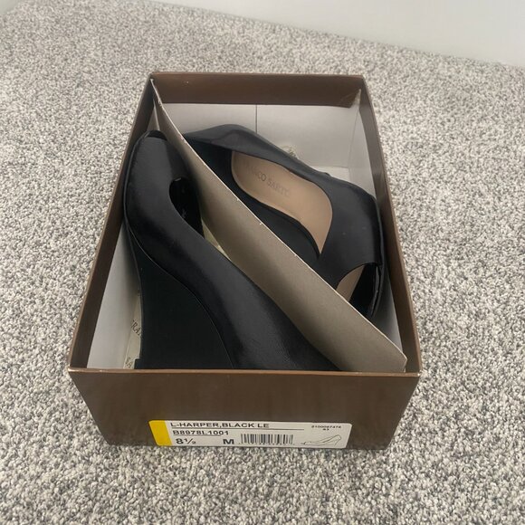 Franco Sarto Harper Black Peep Toe Wedge Heels - Size 8.5 (Box Included) - Picture 7 of 9